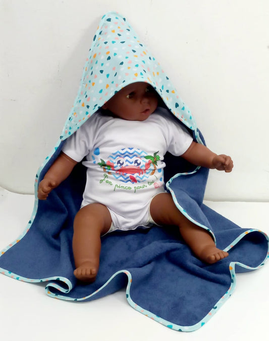 Cape de bain "BLEU OPALE"