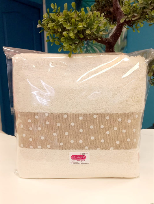 Drap de douche "P'tits Pois" Fond Beige